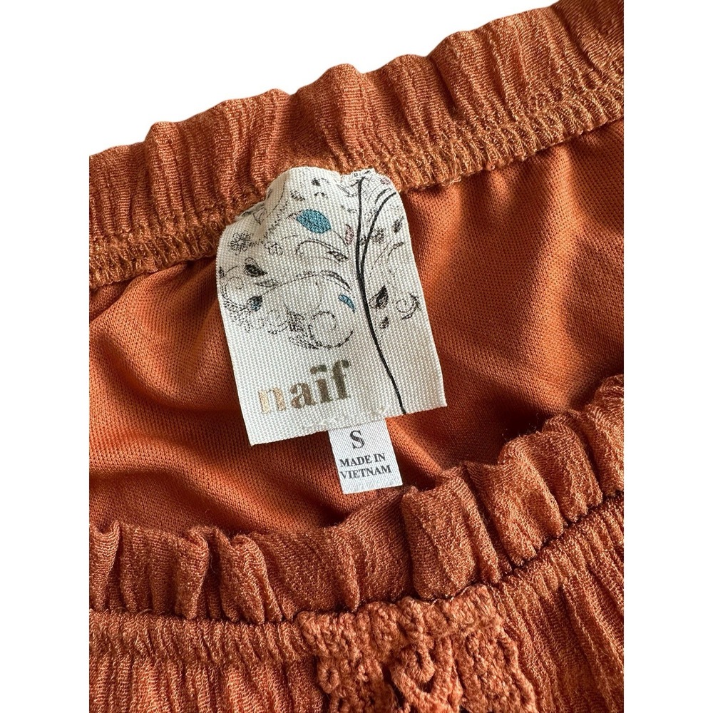 Anthropologie Naif Peasant Dress Size Small Bell Sleeves Ruffles Buttons Rust - Picture 3 of 9